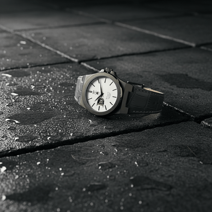 Gunmetal Eclipse automatic watch with gunmetal gray dial and steel bracelet