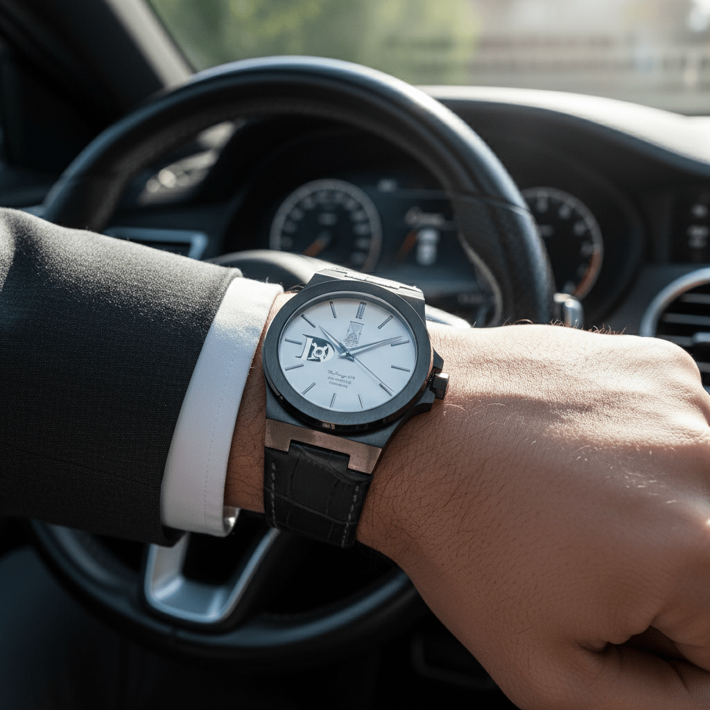 Gunmetal Eclipse gunmetal dial watch with premium leather strap