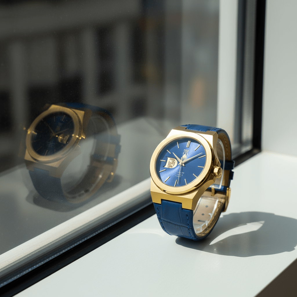 Day and Night Watch Co The Sango 878 Midnight Current with blue dial and leather strap