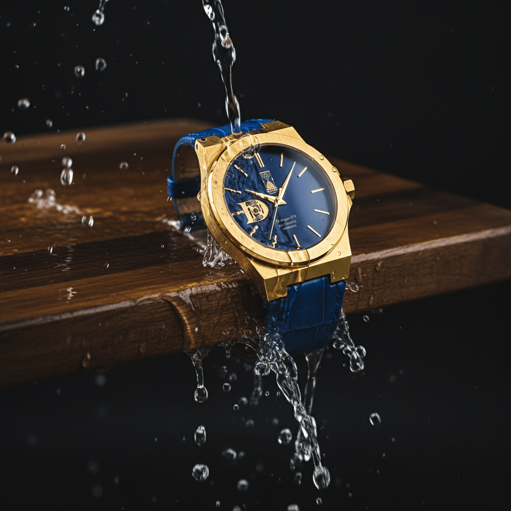 Day and Night Watch Co blue dial leather strap automatic watch