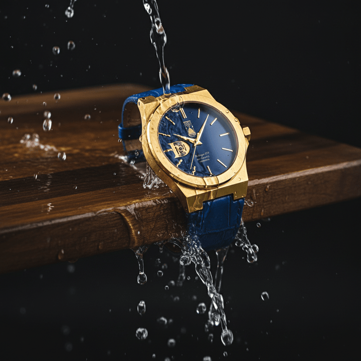 Day and Night Watch Co blue dial leather strap automatic watch