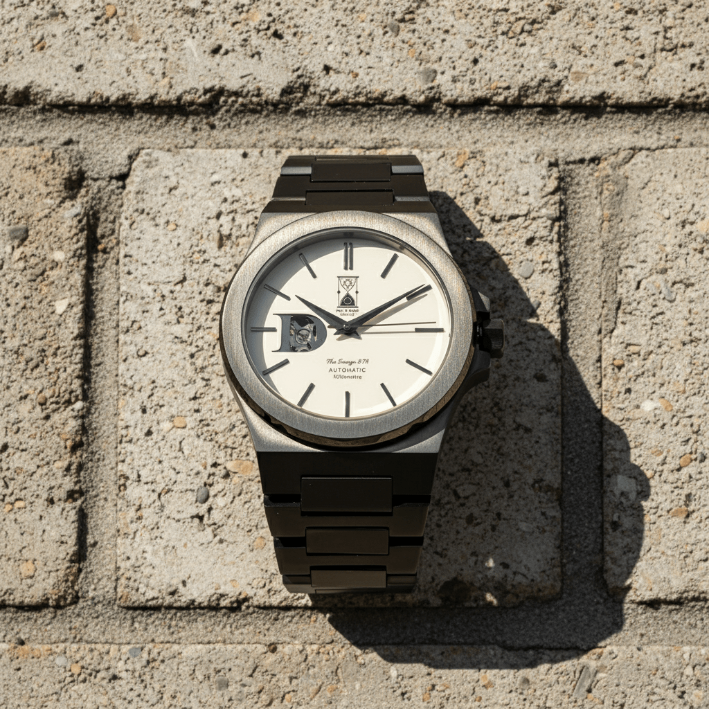 The Sango 878 Gunmetal Eclipse automatic watch with gunmetal gray dial on leather strap