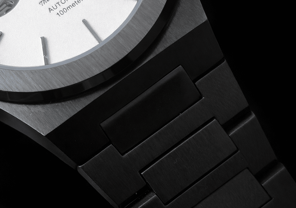 The Sango 878 Gunmetal Eclipse gunmetal dial watch on stainless steel bracelet