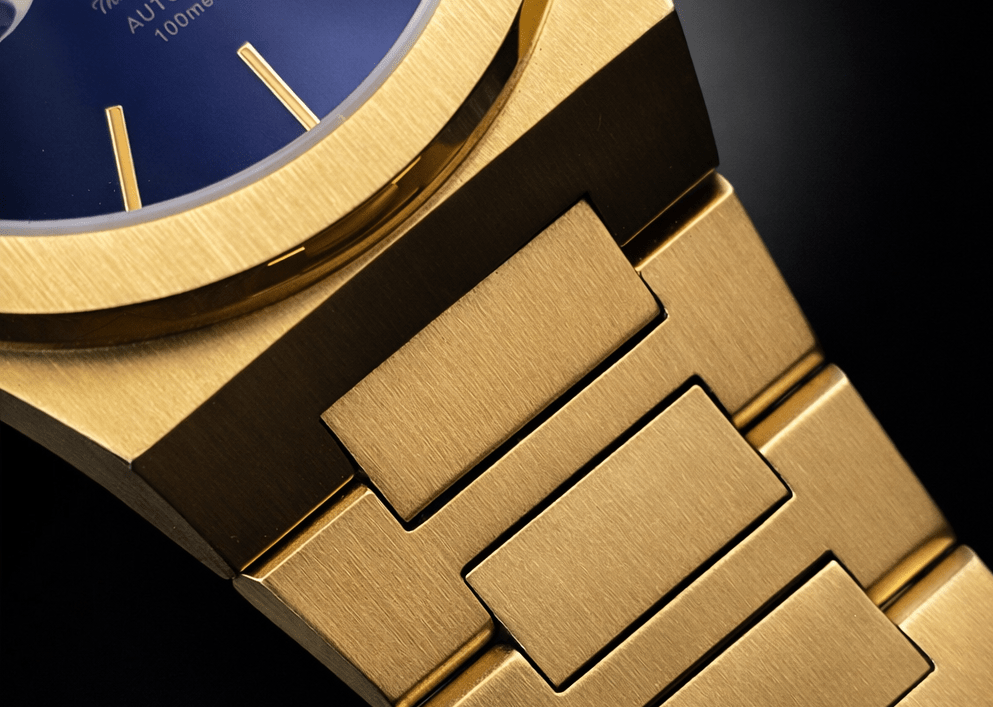 The Sango 878 Midnight Current blue dial watch on stainless steel bracelet