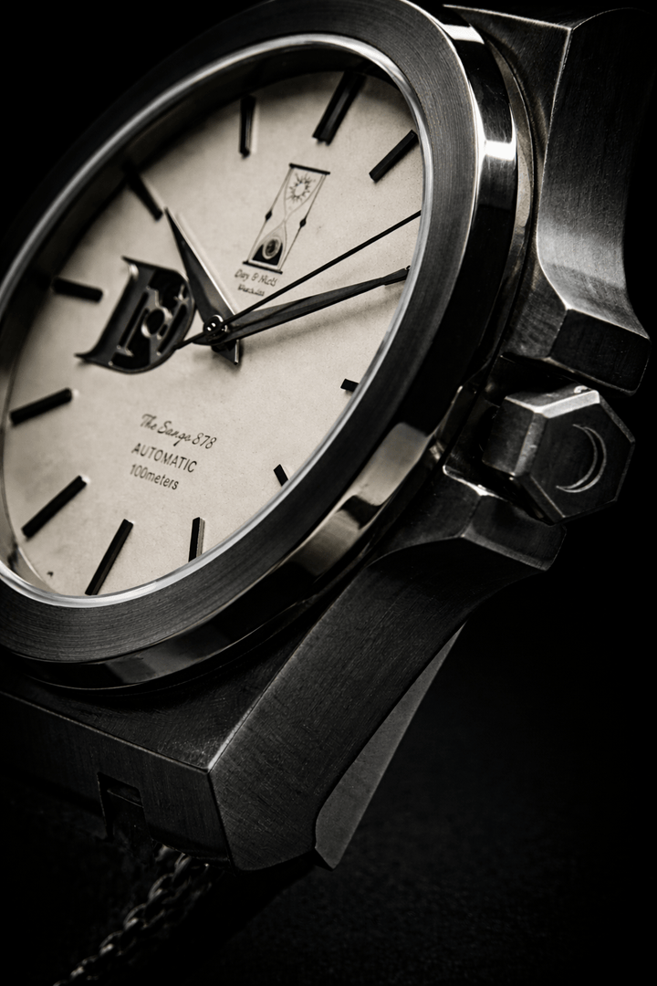 The Sango 878 Gunmetal Eclipse gunmetal dial watch on stainless steel bracelet