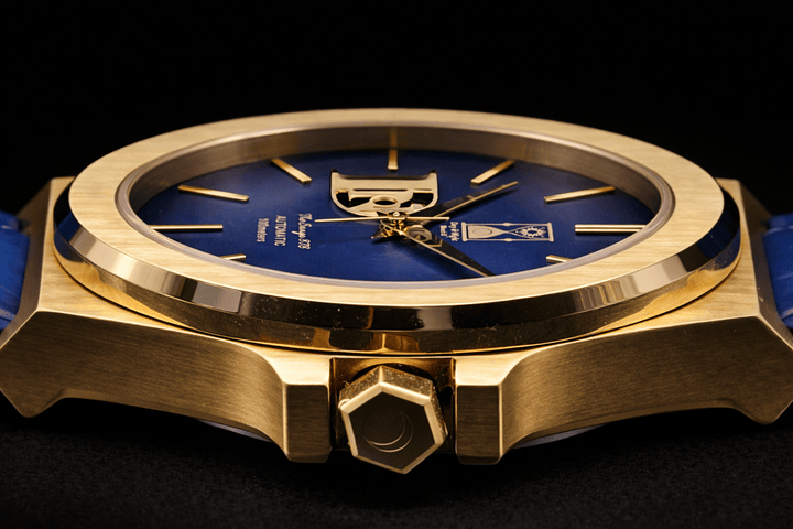 Midnight Current luxury automatic watch with blue dial and steel bracelet