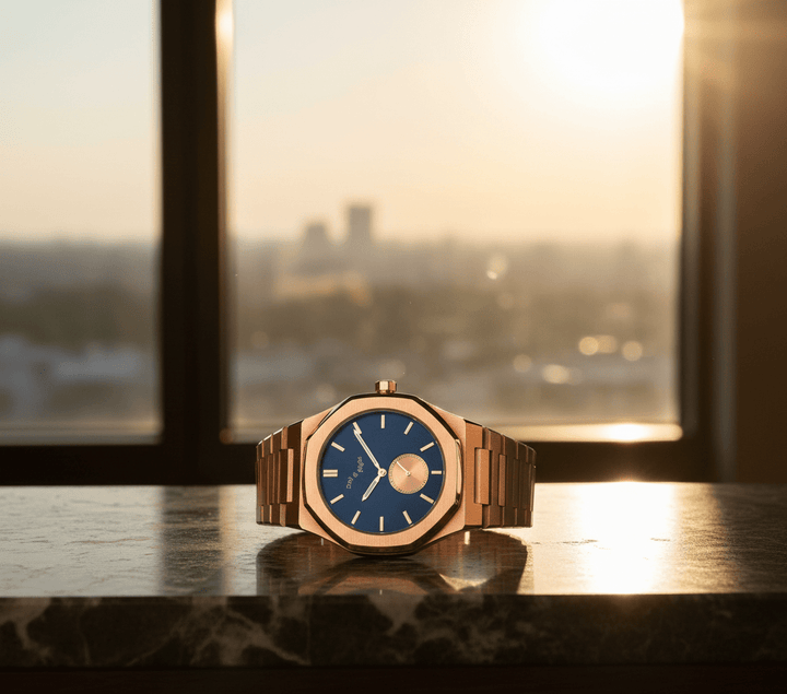 The Djoser Pharaoh Collection watch with blue dial