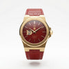 The Sango 878 Crimson Dawn automatic watch with red dial on leather strap