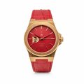 The Sango 878 Crimson Dawn automatic watch with red dial on leather strap