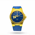 The Sango 878 Midnight Current automatic watch with blue dial on leather strap