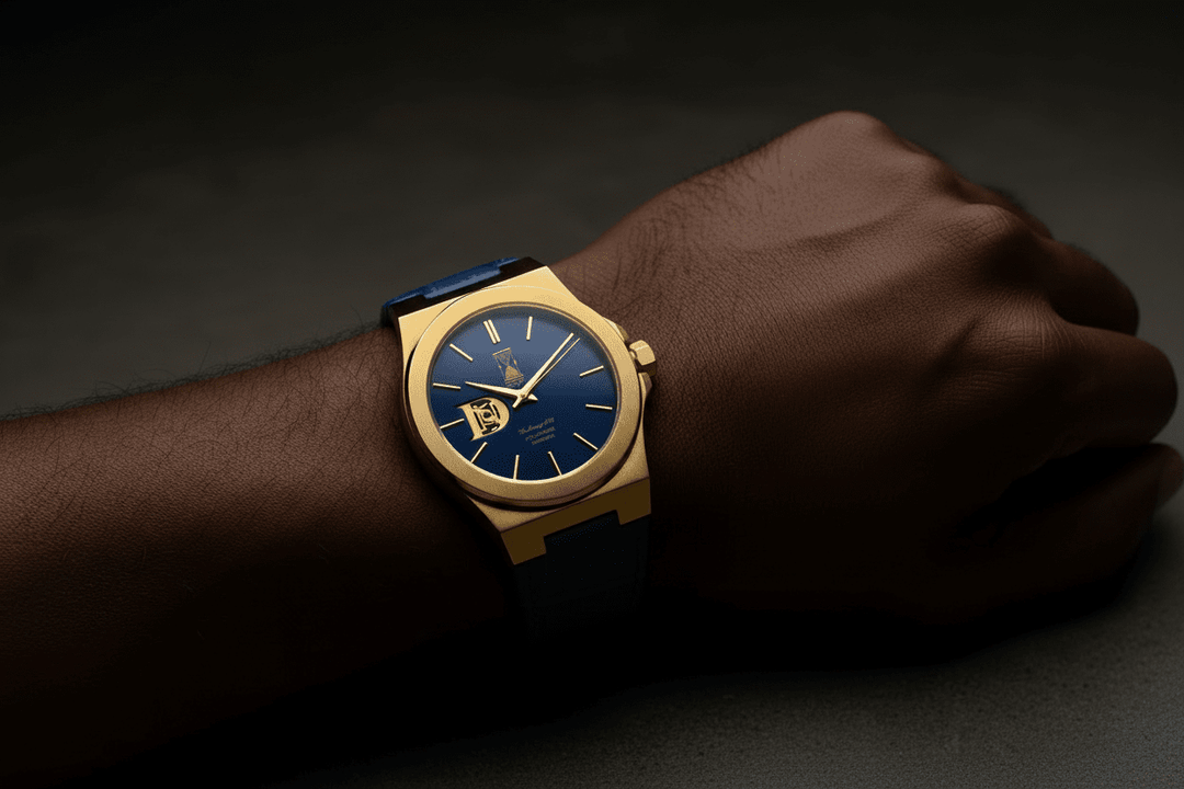 The Sango 878 Midnight Current automatic watch with blue dial on leather strap